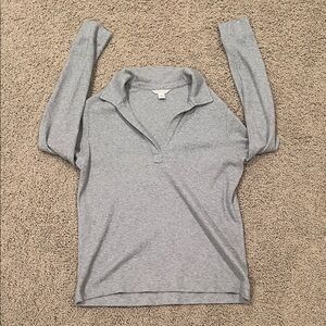 Caslon Textured Gray Waffle Knit Top